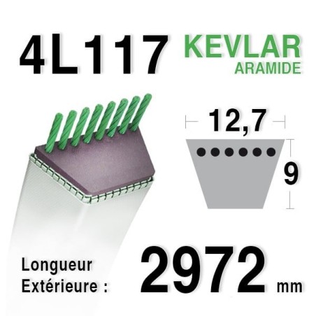 Courroie Kevlar 4L1170 - 4L117 - MTD 7540197 - 754-0197