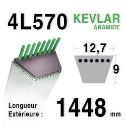 Courroie Kevlar 4L570 - 4L57 - MTD 754124 - 90-47-308 JOHN DEERE M43489 - M47770 - STAUB 519003581 - 30121