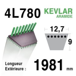 Courroie Kevlar 4L780 - 4L78 - HUSQVARNA 532131264 - 531005026 - AYP 131264 -SIMPLICITY 108508 -1713515 - Countax 22919900