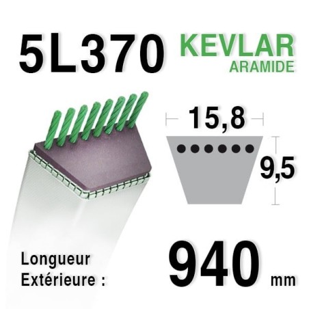 Courroie Kevlar 5L370 - 5L37 - MTD 7540173 - 90-47-659