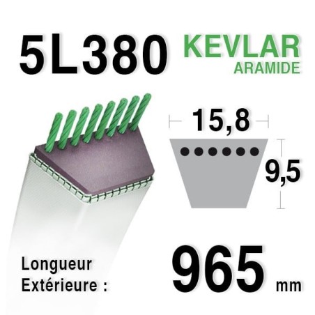 Courroie Kevlar 5L380 - 5L38 - KUBOTA 6132162210
