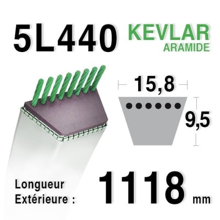 Courroie Kevlar 5L440 - 5L44 - MTD 754-0446 - 7540446