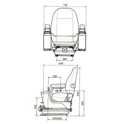 Seat KAB 525P for construction machinery mechanical