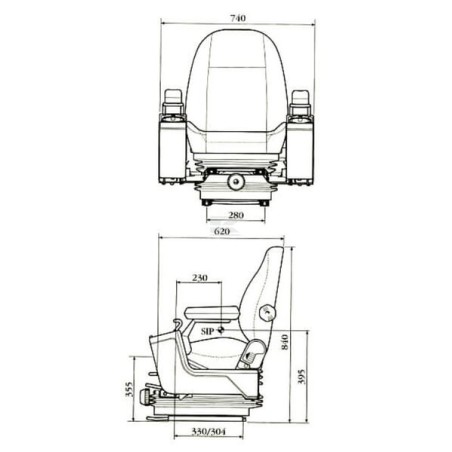 Seat KAB 525P for construction machinery mechanical