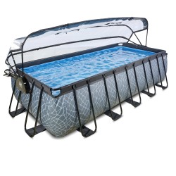 EXIT Piscine couverte Stone 540x250x122cm avec pompe de filtration à sable - grise