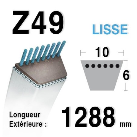 Courroie Z49 Trapézoidale 10mm x 1288mm