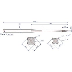 Loader tine straight star section 50x1200mm pointed tip