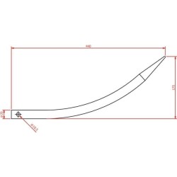Loader tine curved'round section 25x440mm pointed tip with